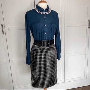 Wool Blend Straight Skirt